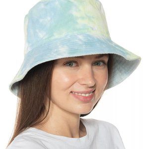JENNI Terry cotton reversible women's floral solid bucket hat